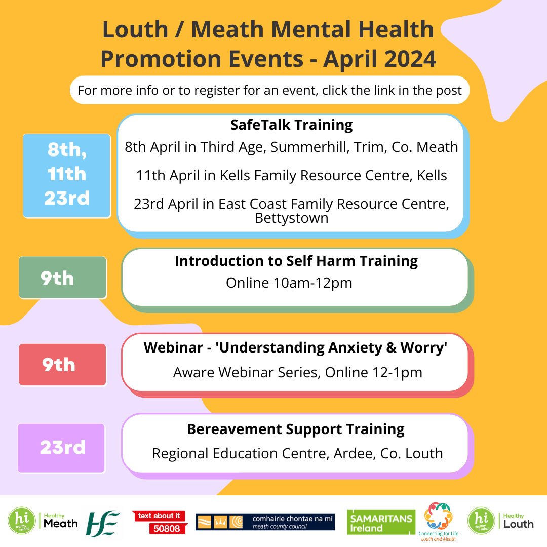 Louth Meath Mental Health Calendar for April 2024