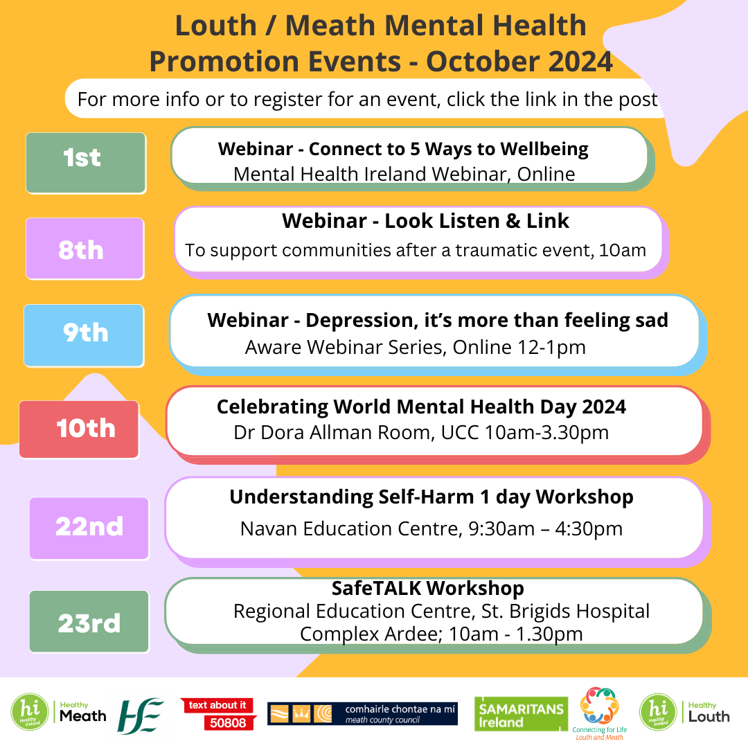 Louth Meath Mental Health Calendar for October 2024