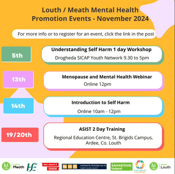 Louth Meath Calendar of Events for Mental Health November 2024